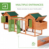 HKM-3624637 Large Outdoor Dual Chicken Coop with Nesting Boxes and Ramps for Structured Poultry Living