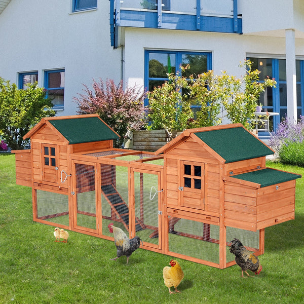 HKM-3624637 Large Outdoor Dual Chicken Coop with Nesting Boxes and Ramps for Structured Poultry Living