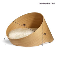 HKM-3625021 Solid Wood Indoor Cattery Bed, 35cm & 50cm Sizes, Versatile Wooden Cat Shelter