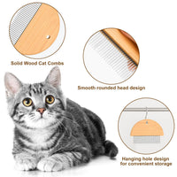 HKM-3625149 Wooden Flea Comb for Pet Grooming - Rounded-Tip Teeth for Cats, Dogs, and Rabbits