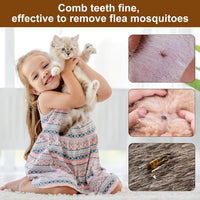 HKM-3625149 Wooden Flea Comb for Pet Grooming - Rounded-Tip Teeth for Cats, Dogs, and Rabbits