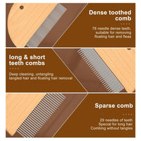 HKM-3625149 Wooden Flea Comb for Pet Grooming - Rounded-Tip Teeth for Cats, Dogs, and Rabbits