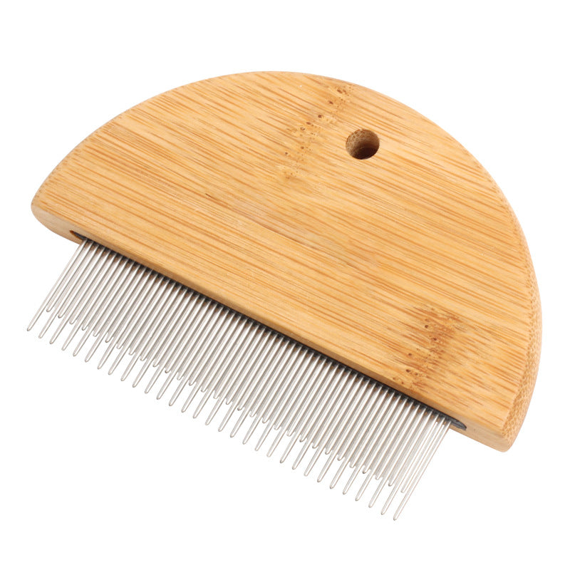 HKM-3625149 Wooden Flea Comb for Pet Grooming - Rounded-Tip Teeth for Cats, Dogs, and Rabbits