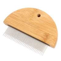 HKM-3625149 Wooden Flea Comb for Pet Grooming - Rounded-Tip Teeth for Cats, Dogs, and Rabbits
