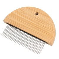 HKM-3625149 Wooden Flea Comb for Pet Grooming - Rounded-Tip Teeth for Cats, Dogs, and Rabbits