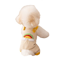 HKM-3625533 Rainbow Corduroy Dog Jumpsuit Overalls for Small Dogs - Warm Autumn-Winter Puppy Pants
