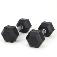 HKM-362579 Rubber Coated Solid Cast Iron Dumbbells - 20LB Pair with 2 Handles