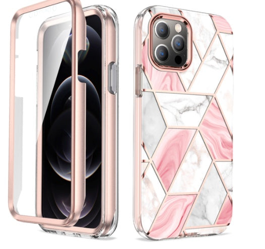HKM-362643 Fashionable Electroplating Marble IMD Two-in-One Phone Case for iPhone 7/8/SE and 7Plus/8