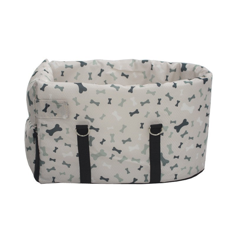 HKM-3626813 Pet Car Safety Seat with Waterproof Bed and Portable Strap - Suitable for Dogs