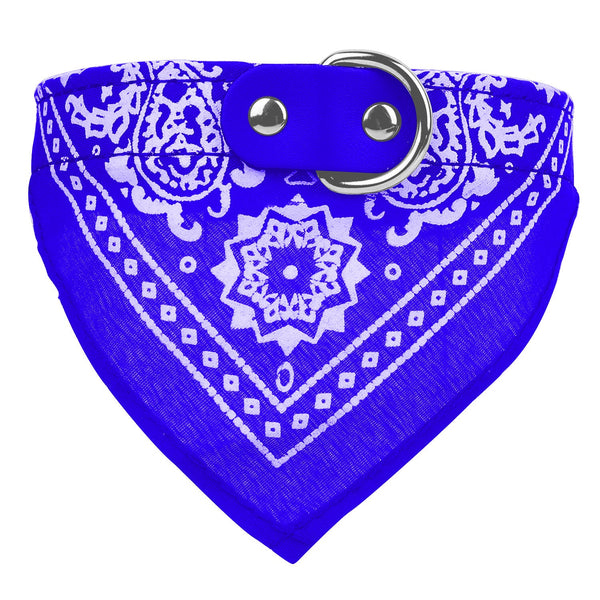 HKM-3627325 Adjustable Leather Pet Collar with Triangle Bandana for Dogs - Multiple Sizes and Colors Available
