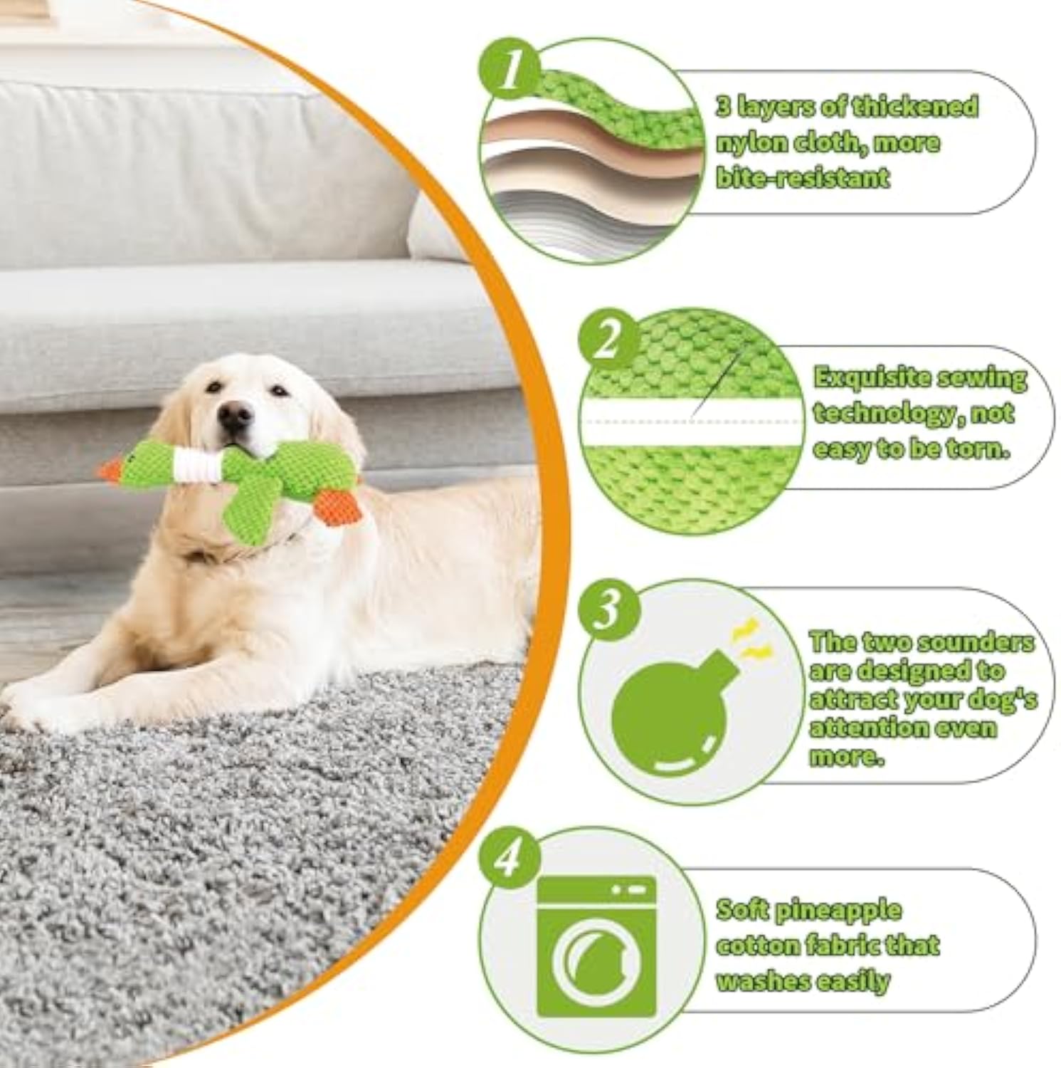 HKM-3628221 Durable Squeaky Plush Dog Toy for Large Dogs - Stuffed Duck Chew Toy for Puppies and Medium Breeds