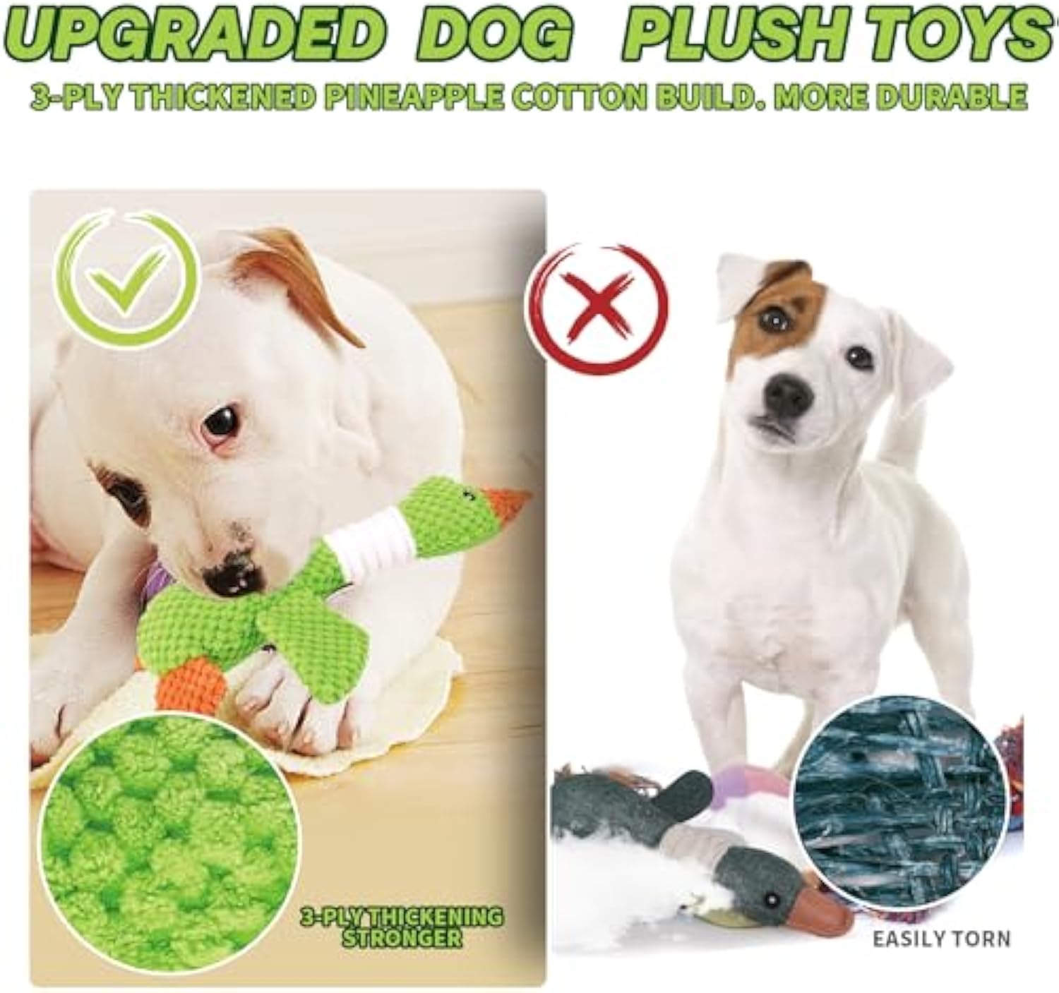 HKM-3628221 Durable Squeaky Plush Dog Toy for Large Dogs - Stuffed Duck Chew Toy for Puppies and Medium Breeds