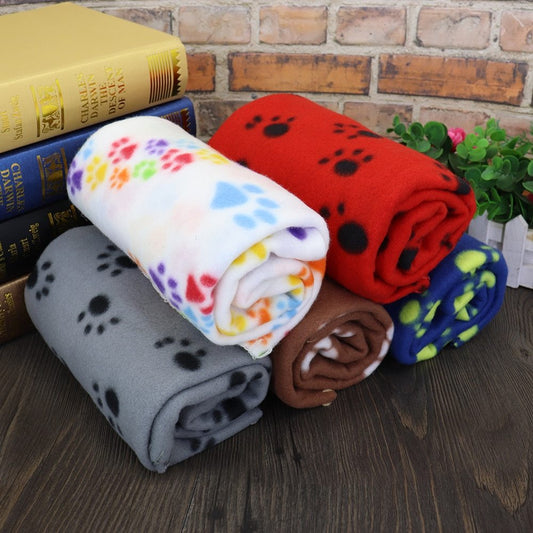 HKM-362835 Cozy Double-Sided Fleece Paw Print Blanket for Pets in Multiple Colors