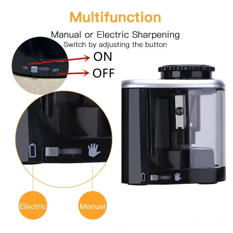 HKM-362835 Electric Automatic Pencil Sharpener with Helical Steel Blades for Artists and Students