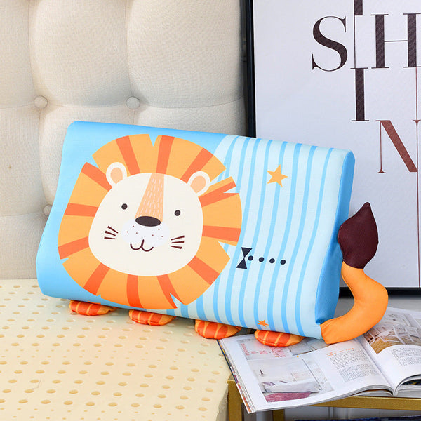 HKM-362835 Memory Foam Slow Rebound Rectangular Neck Pillow for Children, Cream Lion Design, 6-12CM Height