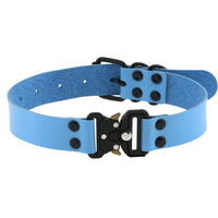 HKM-3628733 Creative Simple Release Buckle Leather Collar Necklace for Unisex - 49cm Adjustable Length