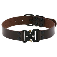HKM-3628733 Creative Simple Release Buckle Leather Collar Necklace for Unisex - 49cm Adjustable Length