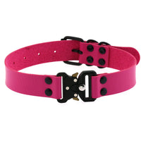 HKM-3628733 Creative Simple Release Buckle Leather Collar Necklace for Unisex - 49cm Adjustable Length