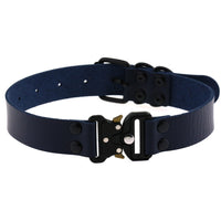 HKM-3628733 Creative Simple Release Buckle Leather Collar Necklace for Unisex - 49cm Adjustable Length