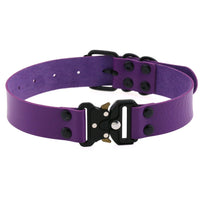 HKM-3628733 Creative Simple Release Buckle Leather Collar Necklace for Unisex - 49cm Adjustable Length