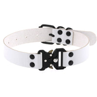 HKM-3628733 Creative Simple Release Buckle Leather Collar Necklace for Unisex - 49cm Adjustable Length