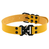 HKM-3628733 Creative Simple Release Buckle Leather Collar Necklace for Unisex - 49cm Adjustable Length