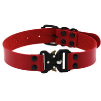 HKM-3628733 Creative Simple Release Buckle Leather Collar Necklace for Unisex - 49cm Adjustable Length