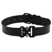 HKM-3628733 Creative Simple Release Buckle Leather Collar Necklace for Unisex - 49cm Adjustable Length