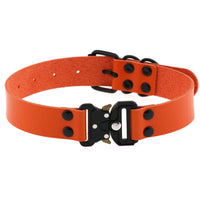 HKM-3628733 Creative Simple Release Buckle Leather Collar Necklace for Unisex - 49cm Adjustable Length