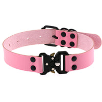 HKM-3628733 Creative Simple Release Buckle Leather Collar Necklace for Unisex - 49cm Adjustable Length