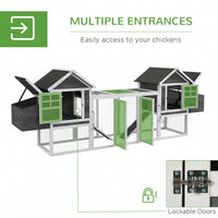 HKM-3630397 Large Dual Chicken Coop with Outdoor Run - Gray Fir Wood Chicken House for 4-6 Chickens