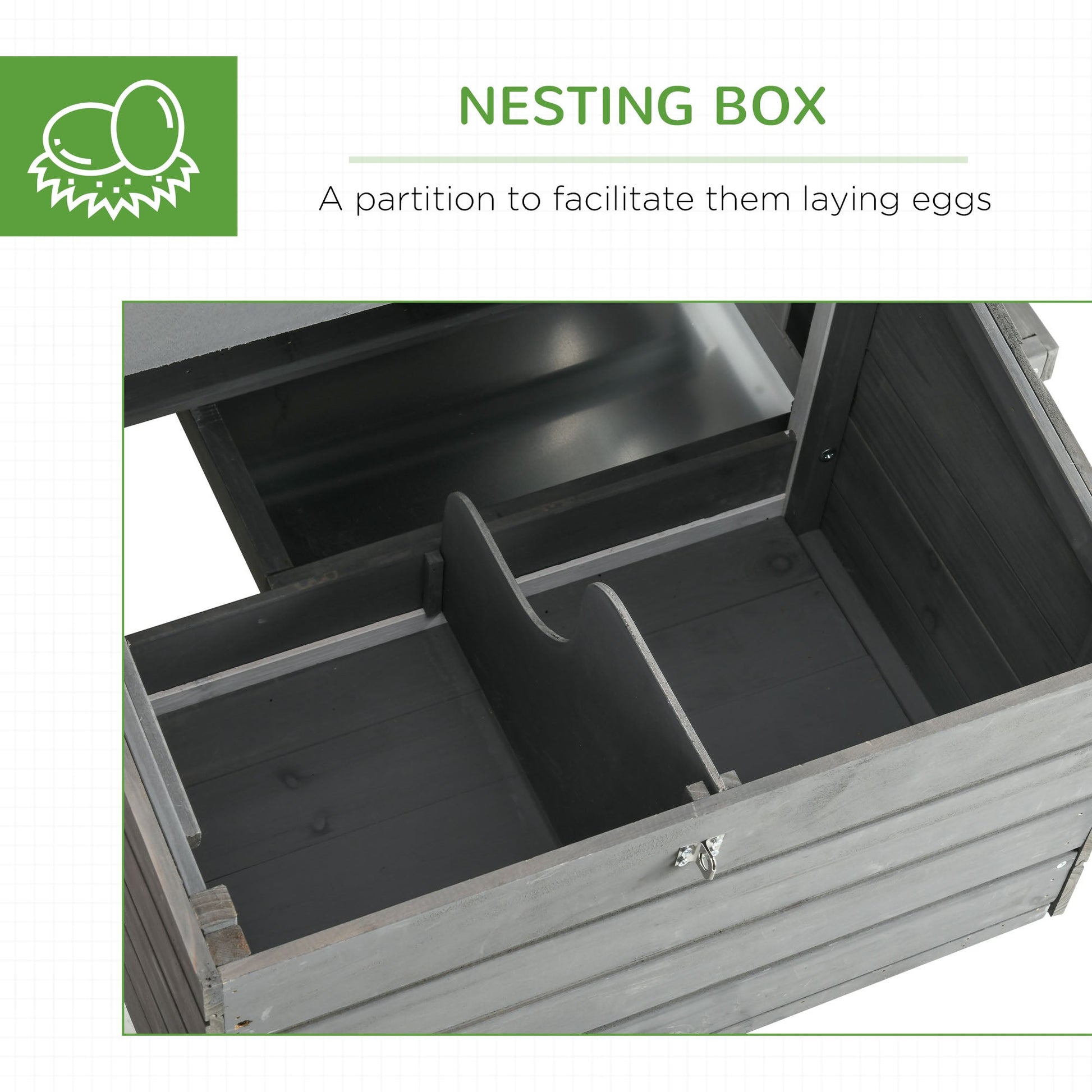 HKM-3630397 Large Dual Chicken Coop with Outdoor Run - Gray Fir Wood Chicken House for 4-6 Chickens