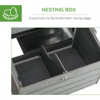 HKM-3630397 Large Dual Chicken Coop with Outdoor Run - Gray Fir Wood Chicken House for 4-6 Chickens