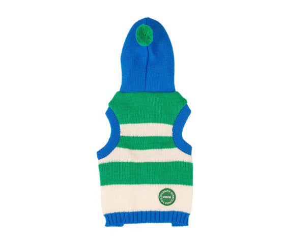 HKM-3631293 Striped Hooded Knitted Pet Sweater for Autumn/Winter - Available in Blue, Sizes S-L
