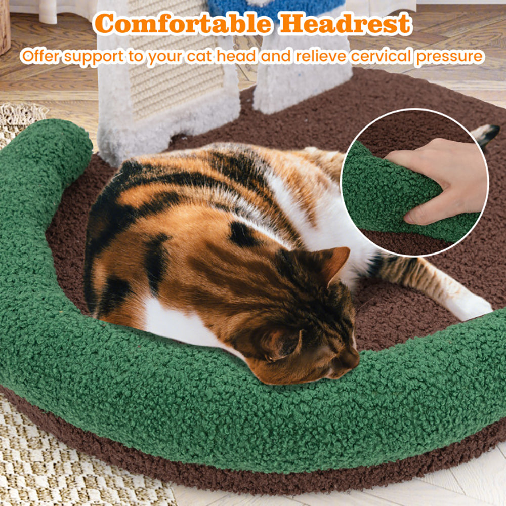 HKM-3632701 Multifunctional Mushroom Cat Bed with Scratch Panel and Swinging Ball, Comfortable and Space-Saving Design