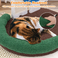 HKM-3632701 Multifunctional Mushroom Cat Bed with Scratch Panel and Swinging Ball, Comfortable and Space-Saving Design