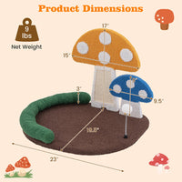 HKM-3632701 Multifunctional Mushroom Cat Bed with Scratch Panel and Swinging Ball, Comfortable and Space-Saving Design