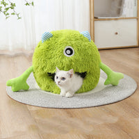HKM-3633981 Fluffy Round Cat Bed for Indoor Cats - Soft Plush Cushion, Non-Slip, Self-Warming, Machine Washable