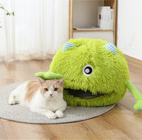 HKM-3633981 Fluffy Round Cat Bed for Indoor Cats - Soft Plush Cushion, Non-Slip, Self-Warming, Machine Washable