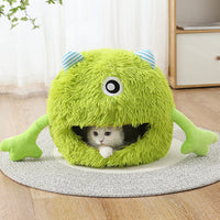 HKM-3633981 Fluffy Round Cat Bed for Indoor Cats - Soft Plush Cushion, Non-Slip, Self-Warming, Machine Washable