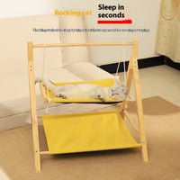 HKM-3634109 Double-Layer Universal Wooden Cat Hammock Nest for All Seasons - Sisal Material, 65CM x 57CM x 69CM