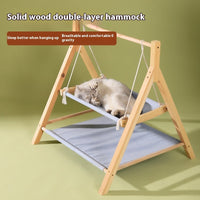 HKM-3634109 Double-Layer Universal Wooden Cat Hammock Nest for All Seasons - Sisal Material, 65CM x 57CM x 69CM