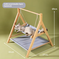 HKM-3634109 Double-Layer Universal Wooden Cat Hammock Nest for All Seasons - Sisal Material, 65CM x 57CM x 69CM