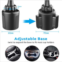 HKM-363411 Multifunctional Car Cup Holder Mobile Phone Mount with 360-Degree Adjustable Ball Head