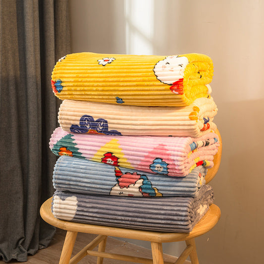 HKM-363539 Cozy Coral Fleece Blanket for All Seasons - Multiple Sizes and Colors Available