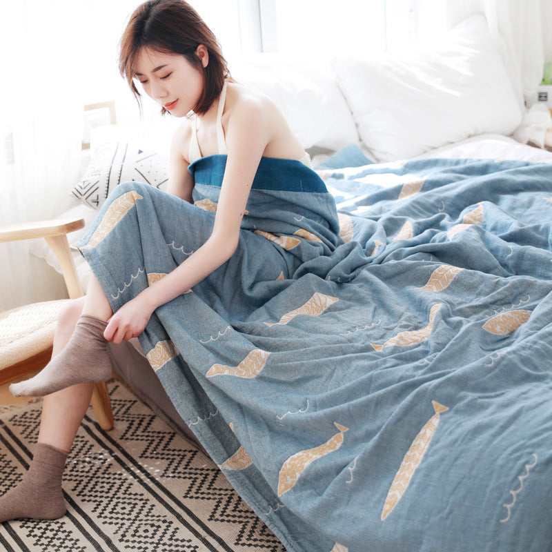 HKM-363539 Pure Cotton Lightweight Summer Towel Blanket - Available in 150x200cm & 200x230cm Sizes