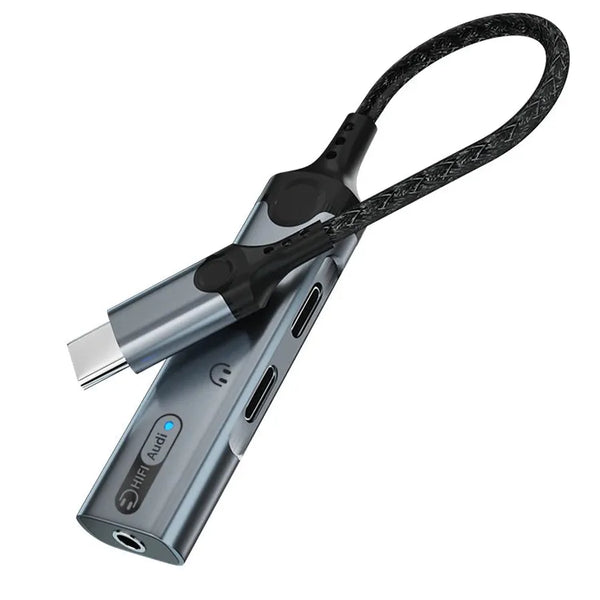 HKM-363603 Type C to 3.5mm AUX Headset Adapter Splitter for Audio and Charging Compatibility with iPhone 15 and Samsung Devices