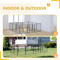 HKM-3636157 24-Panel Portable Dog Playpen with Lockable Doors, Suitable for Small and Medium Dogs