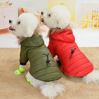 HKM-3636925 Winter Cotton Down Padded Jacket for Pets - Casual Two-Legged Design in Red, Army Green, and Gray