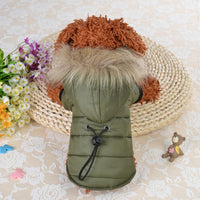 HKM-3636925 Winter Cotton Down Padded Jacket for Pets - Casual Two-Legged Design in Red, Army Green, and Gray